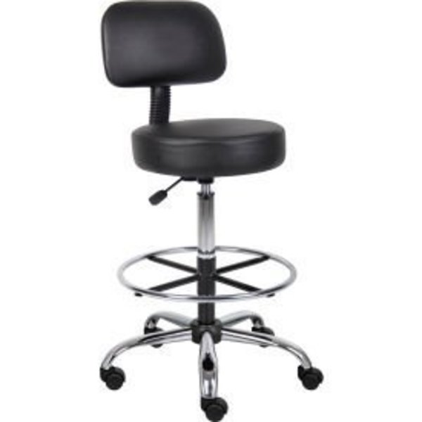 Boss Office Products Interion® Vinyl Medical Stool with Backrest and Footring, Black B522158A